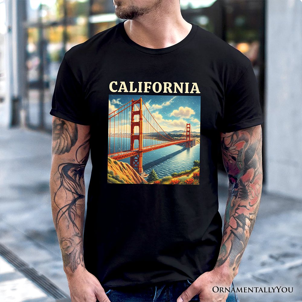 Classic California State Golden Gate Bridge T-Shirt, San Francisco Bay Tee and Coastal Landmark Souvenir