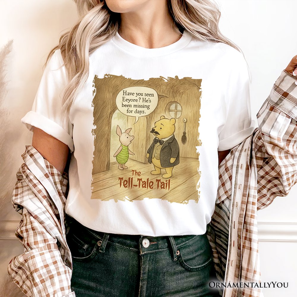 Edgar Allan Pooh T-Shirt, Vintage Halloween Mystery Piglet and Eeyore Tale Tee