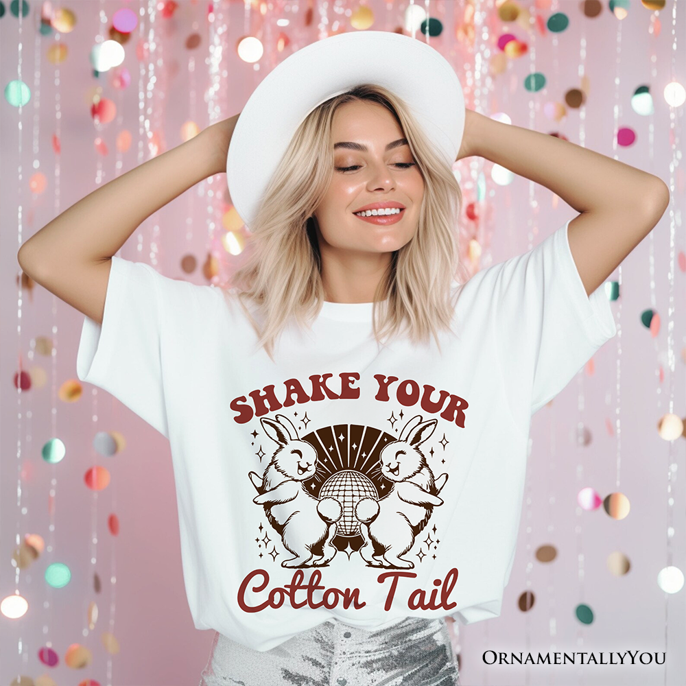 Funny Disco Easter Bunny T-Shirt, Shake Your Cotton Tail Retro Tee