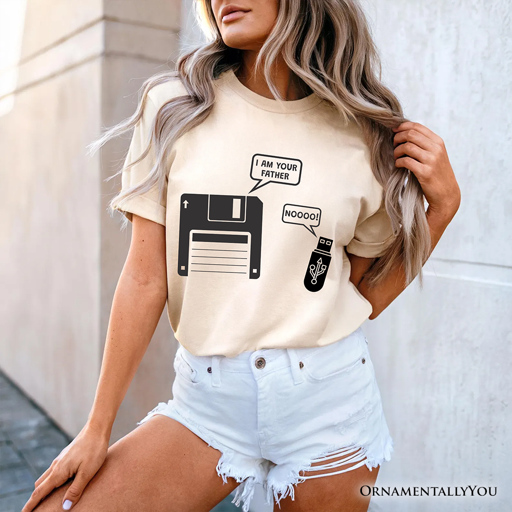 I Am Your Father Floppy Disk T-Shirt, Funny USB Retro Dad Computer Nerd Tee