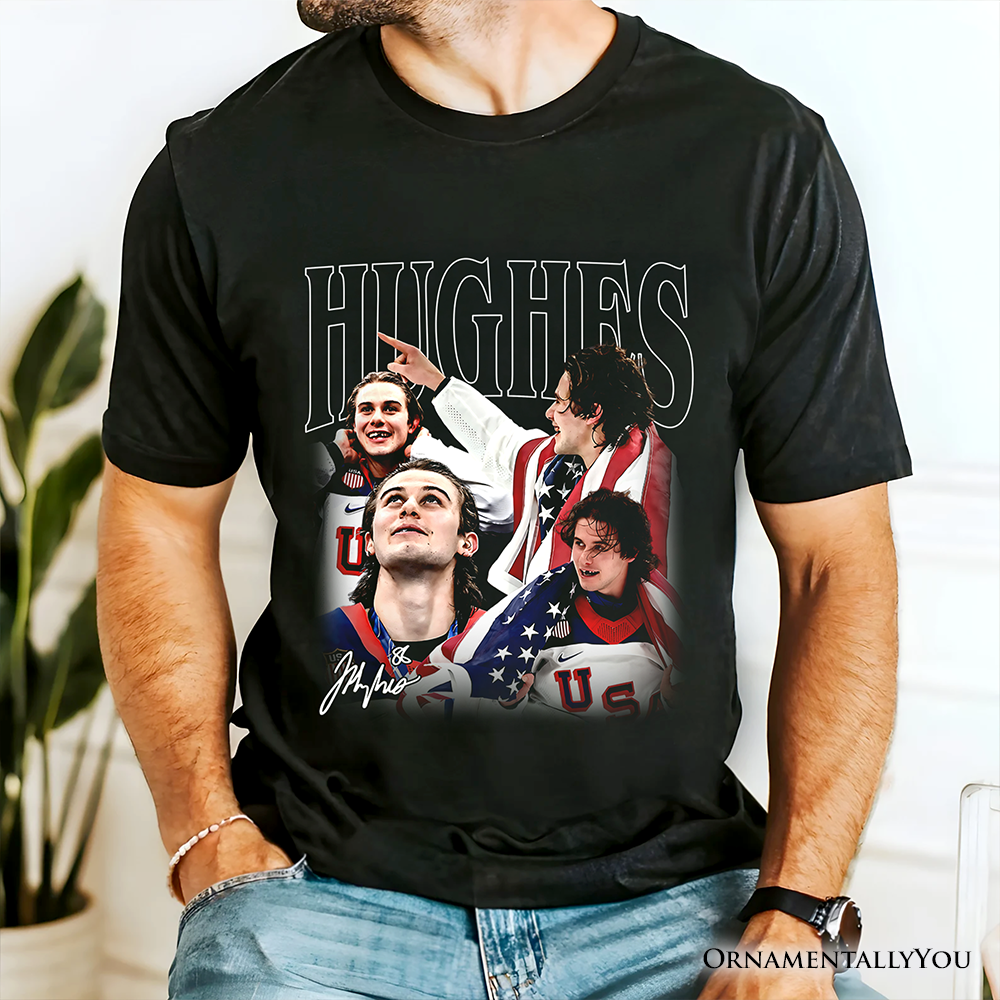 Jack Hughes Olympic Ice Hockey T-Shirt, USA Professional Sport Pride Tee