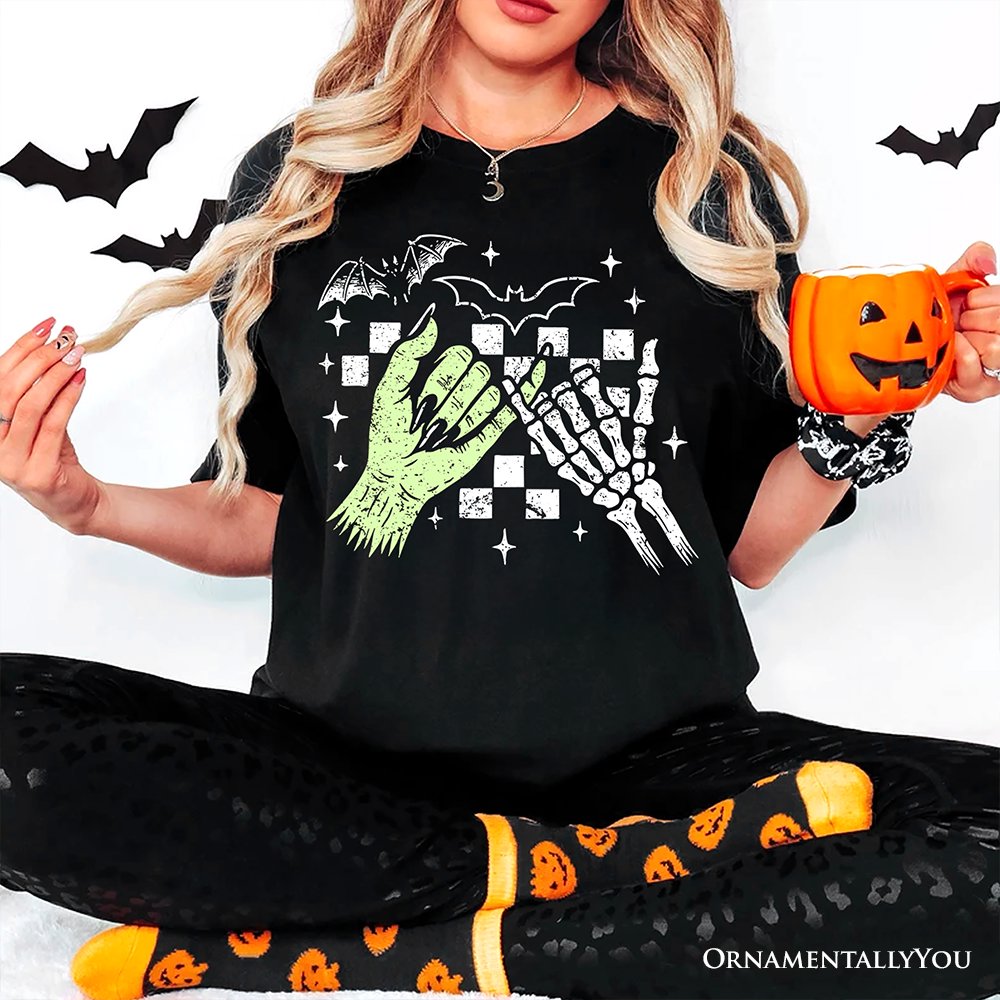 Monster Skeleton Pinky Promise T-Shirt, Funny Spooky Halloween Tee