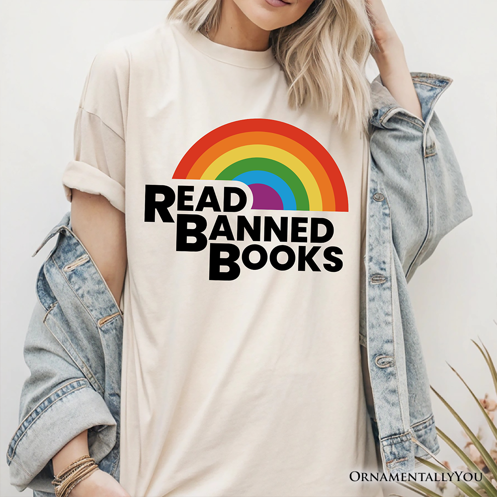 Read Banned Books Rainbow Retro T-Shirt, Bookish Freedom Tee