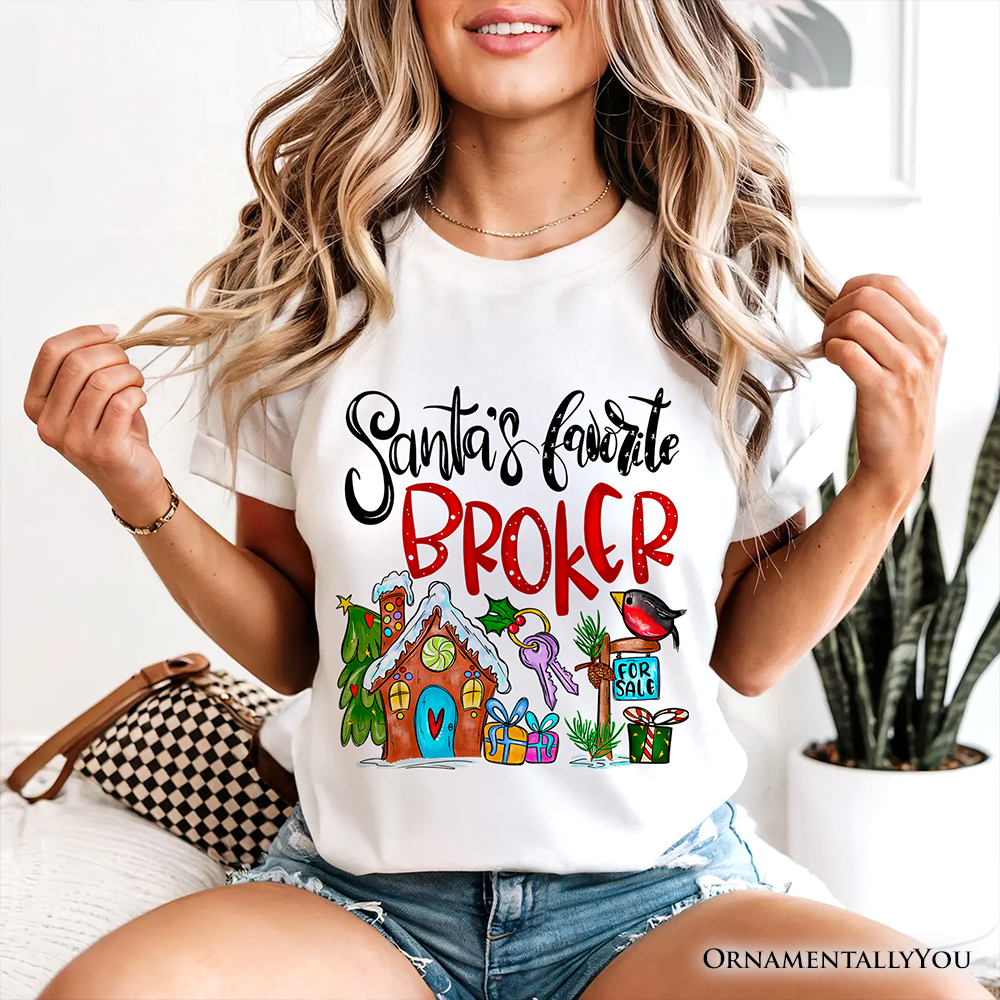 Santa's Favorite Broker T-Shirt, Festive Holiday Christmas Tee