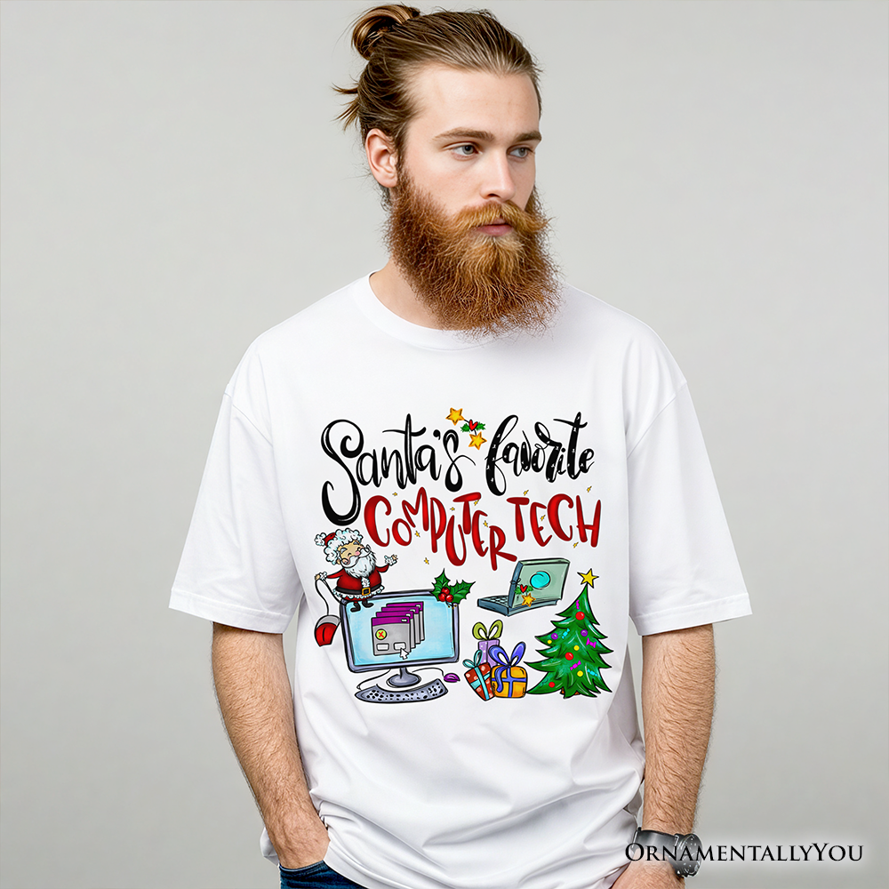 Santa's Favorite Computer Tech T-Shirt, Merry Christmas Tech Support Tee