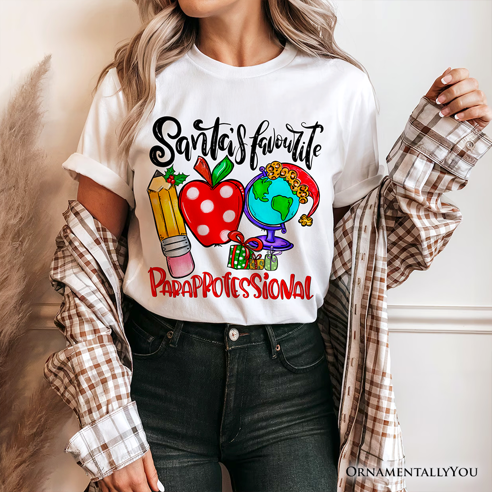 Santa's Favorite Paraprofessional T-Shirt, Merry Christmas Classroom Helper Tee