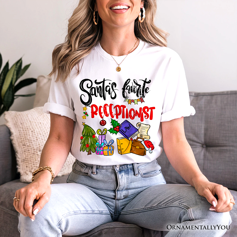 Santa’s Favorite Receptionist T-Shirt, Merry Christmas Front Desk Tee