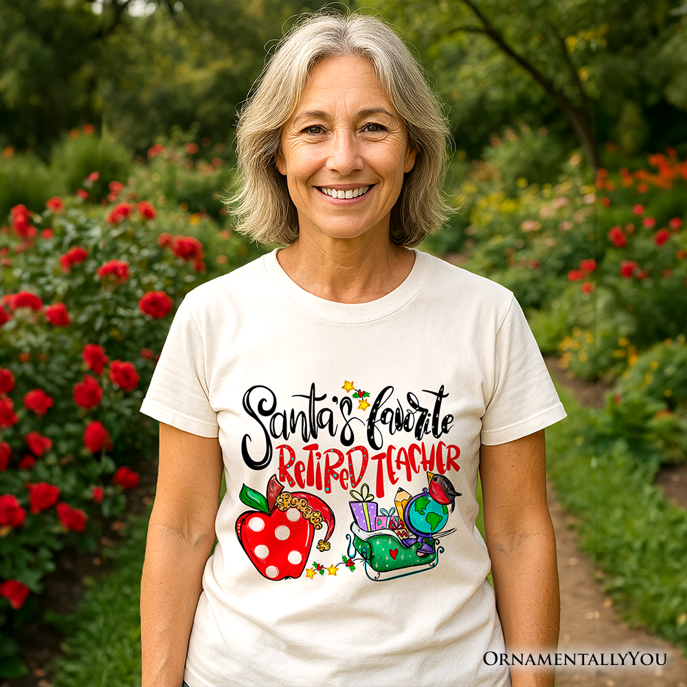 Santa’s Favorite Retired Teacher T-Shirt, Merry Christmas Classroom Memories Tee