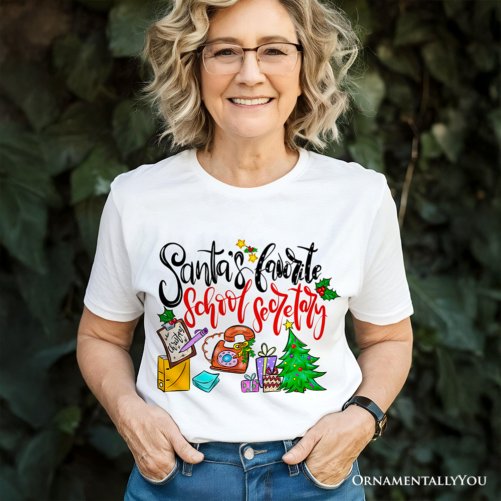 Santa’s Favorite School Secretary T-Shirt, Merry Christmas Office Tee