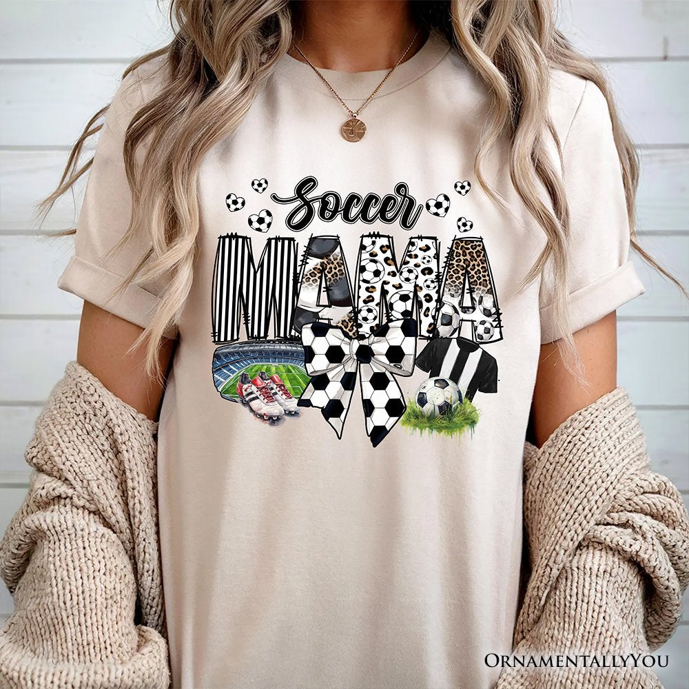 Soccer Mama Coquette Bow T-Shirt, Game Day Mom Life Tee