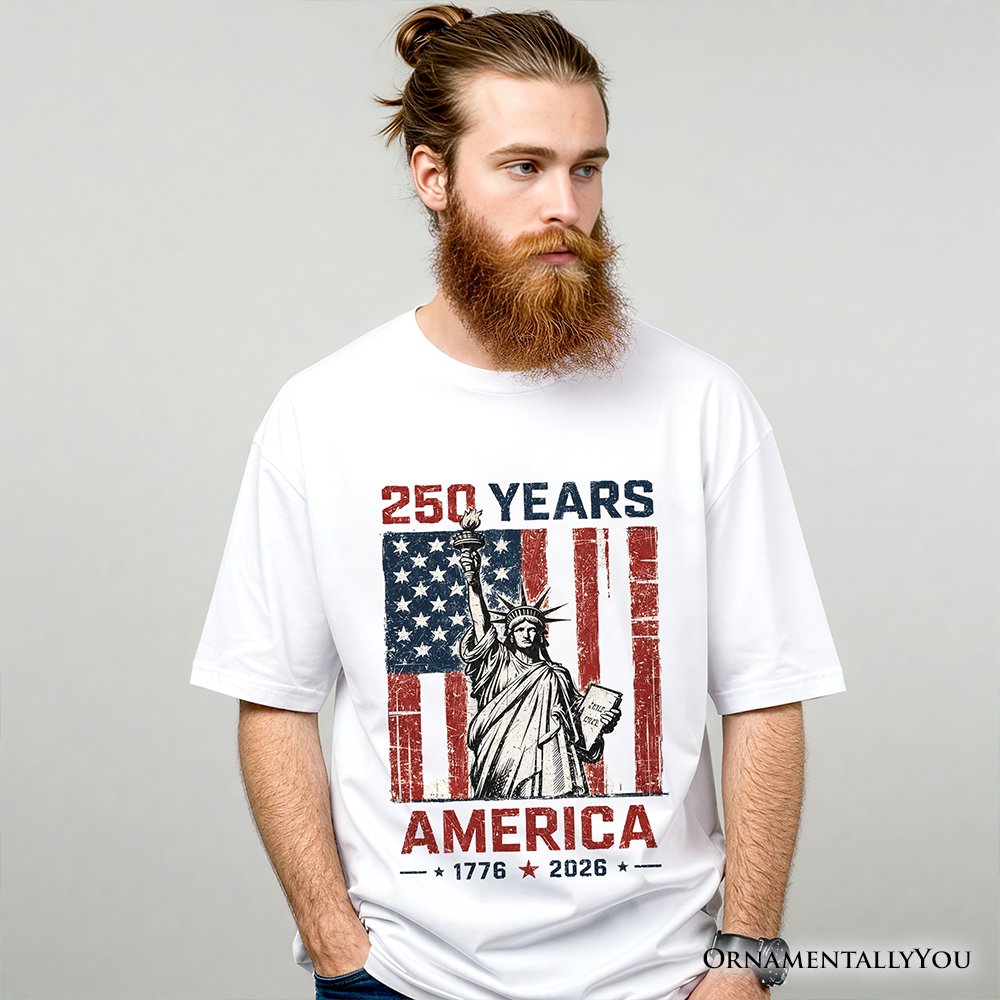 Statue of Liberty America Flag 250 Years T-Shirt, 4th of July USA Patriotic 1776–2026 Tee