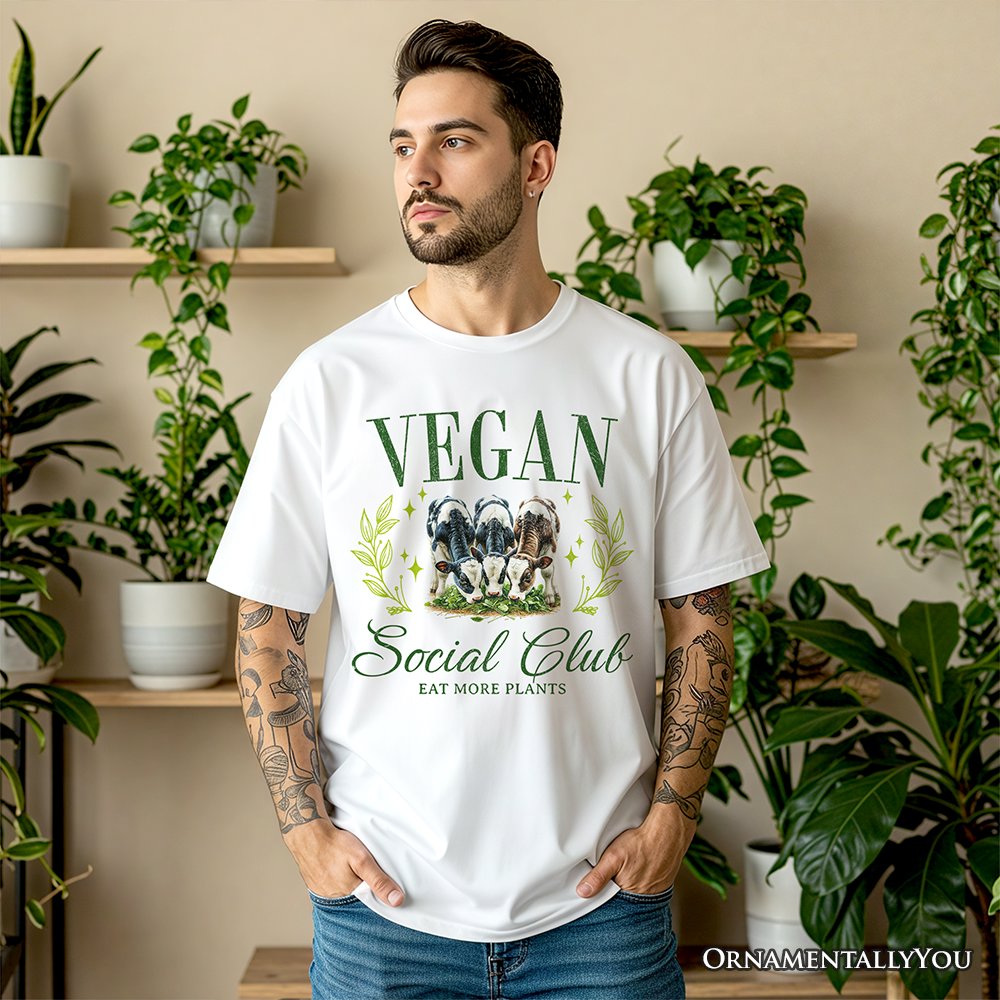 Vegan Social Club T-Shirt, Cute Plant Based Vegetarian Animal Lover Tee