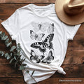 Vintage Butterfly Sketch T-Shirt, Botanical Insect Art Nature Tee