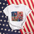 American Flag Floral Wildflower T-Shirt, Patriotic Boho USA 4th of July Tee