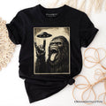 Bigfoot UFO Funny T-Shirt, Rock and Roll Sasquatch Meme Tee