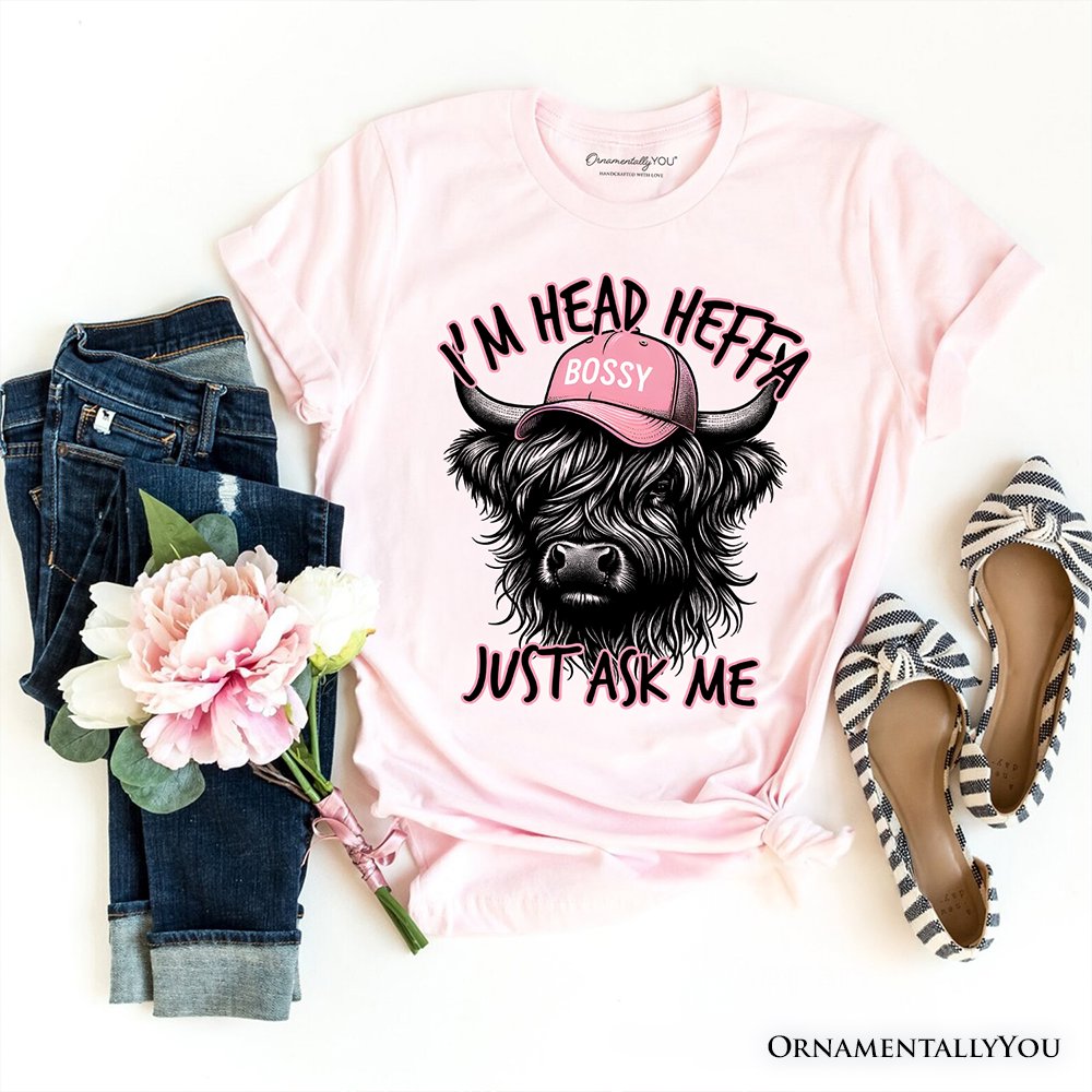 Bossy Highland Cow T-Shirt, Head Heifer Funny Western Tee