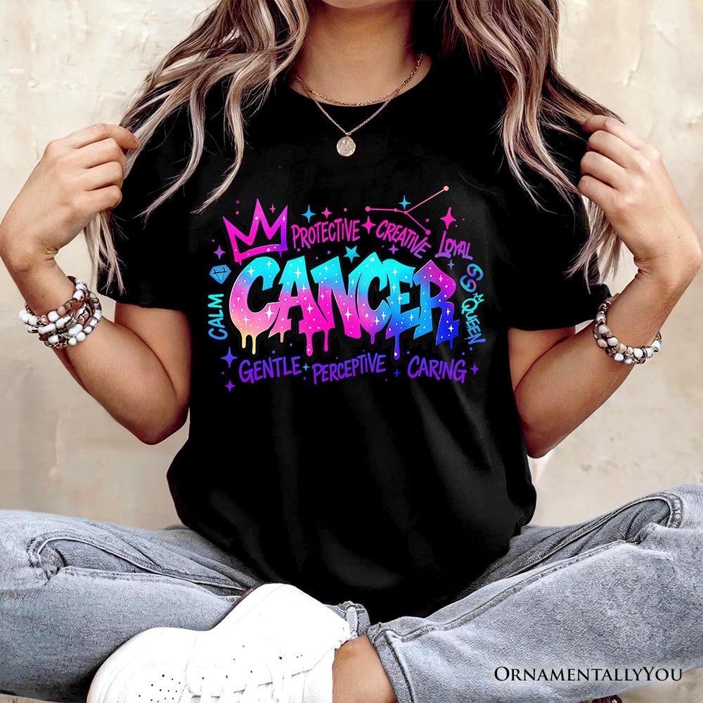 Cancer Graffiti Zodiac T-Shirt, Street Style Astrology Horoscope Tee