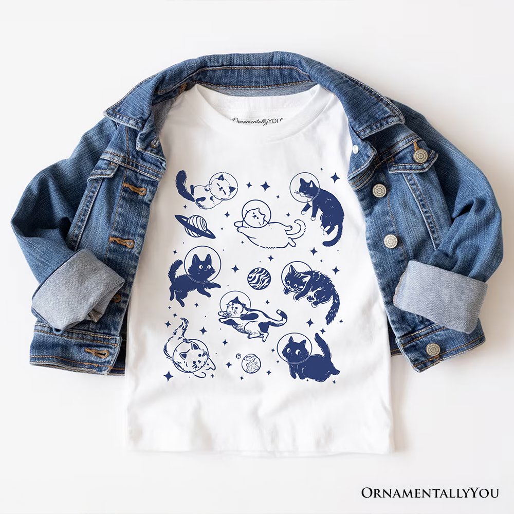 Cats in Space Retro T-Shirt, Funny Astronaut Kitty Tee with Cosmic Vibes
