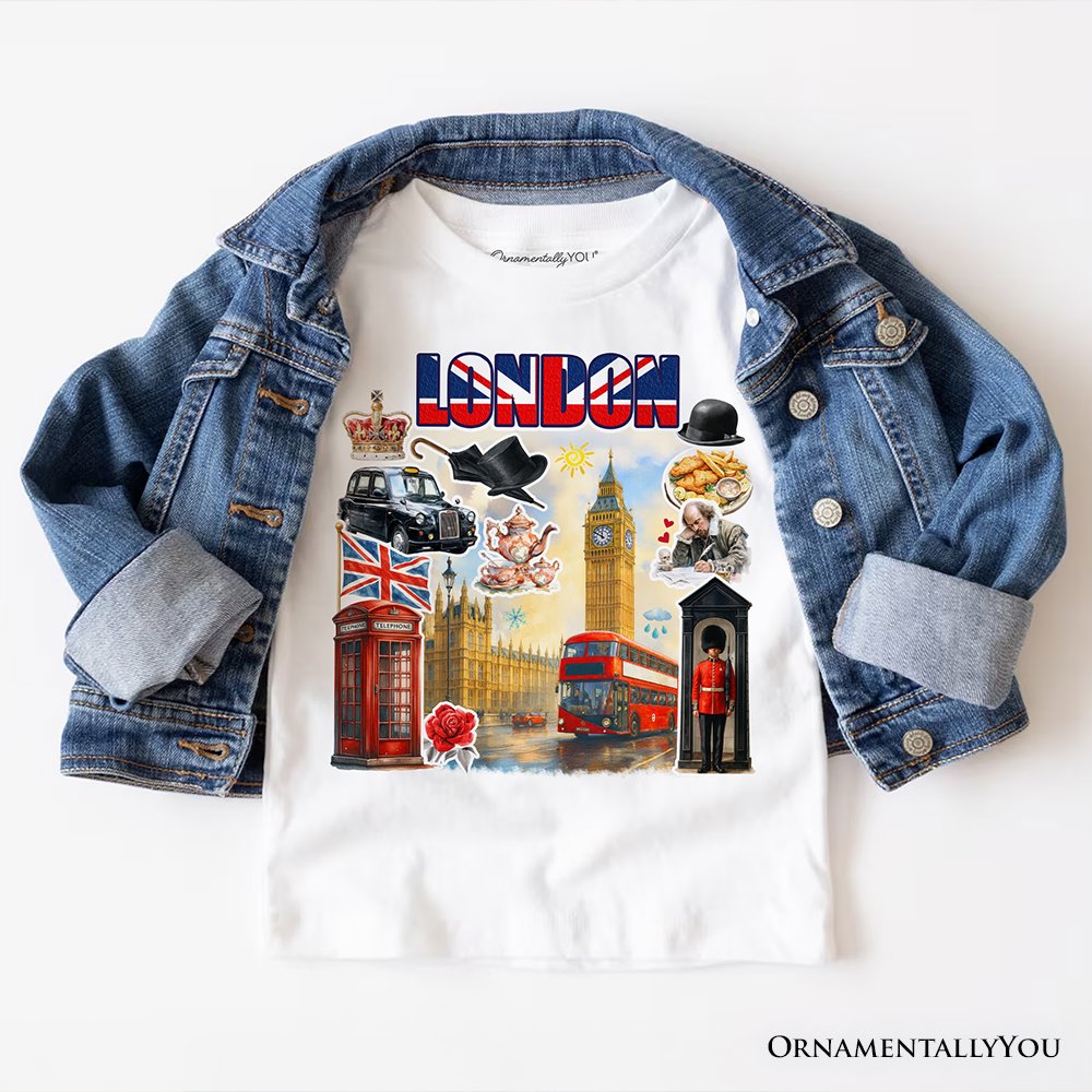 Classic London Artwork City Full of Landmarks T-Shirt, Vintage Tee and Souvenir of England