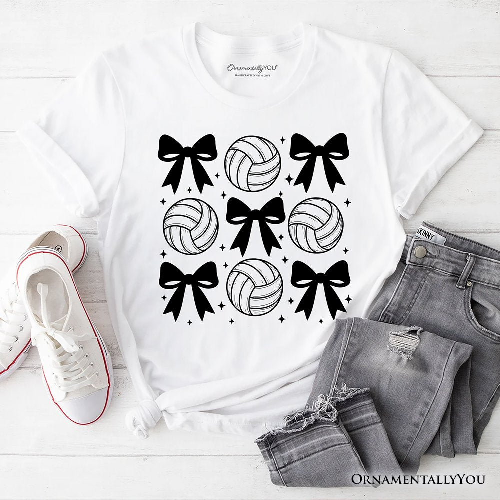 Coquette Volleyball Bows T-Shirt, Cute Athletic Sports Game Day Tee