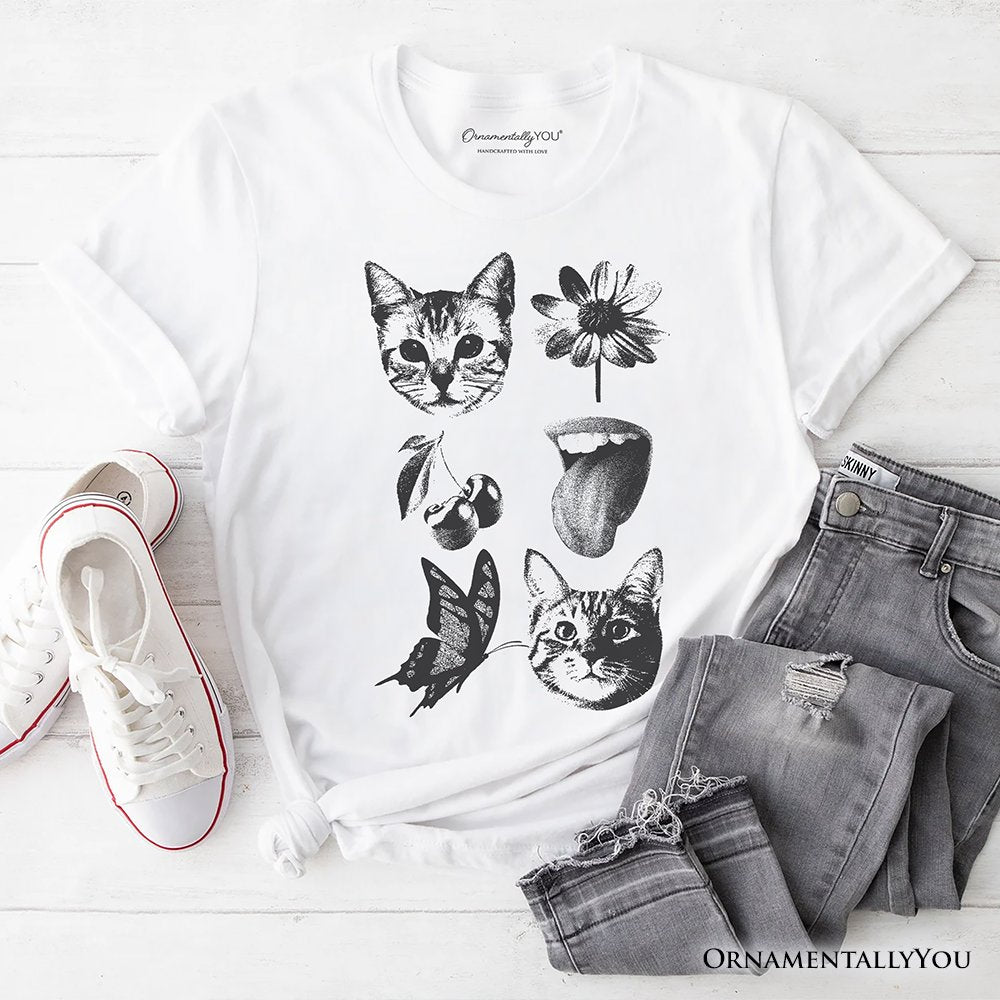Dangerous Elements Grunge Tattoo Style T-Shirt, Photocopy Stipple Collage Art Tee