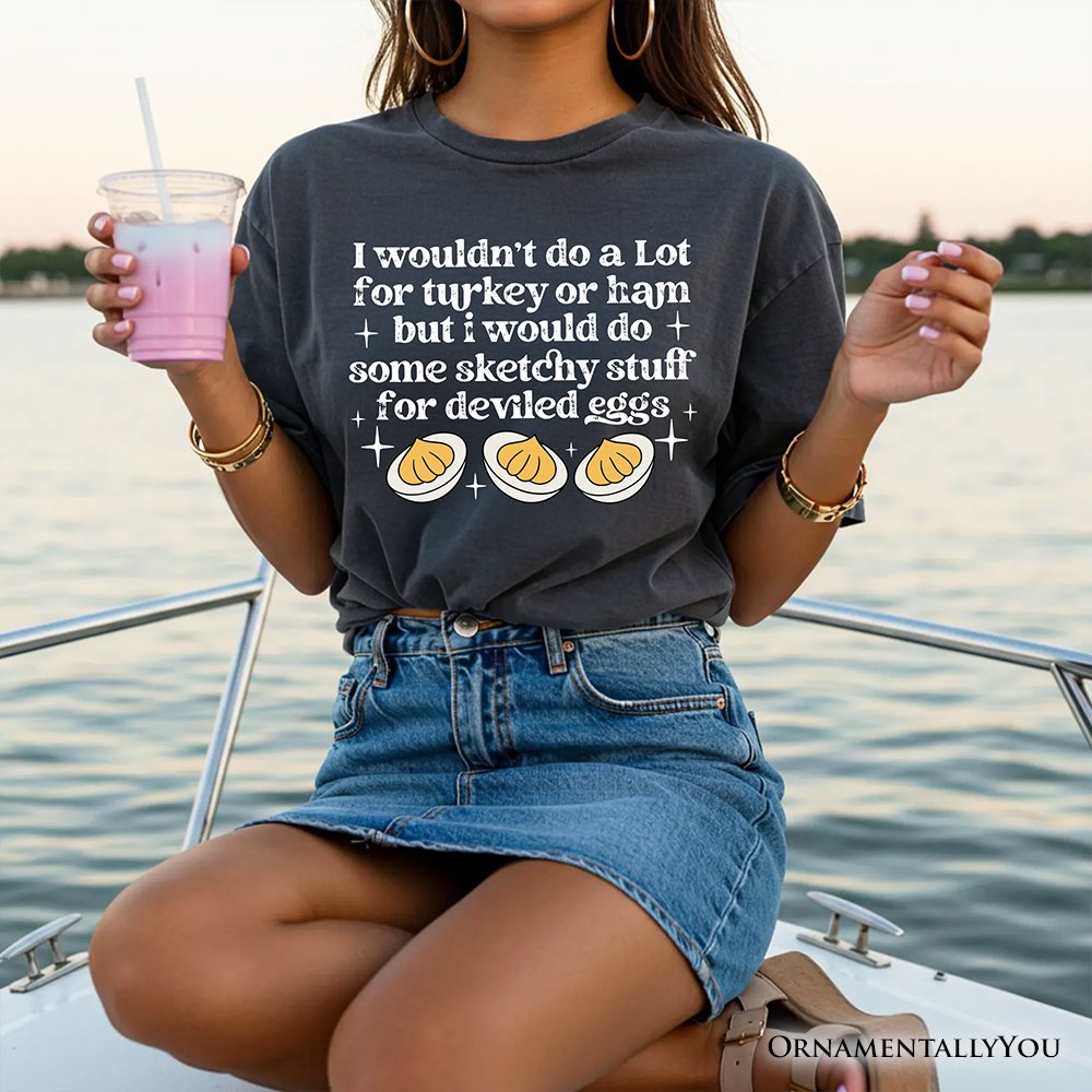 Deviled Eggs Funny T-Shirt, Thanksgiving Friendsgiving Foodie Tee