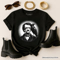Edgar Allan Poe Spooky Portrait T-Shirt, Horror Villain Theme Halloween Tee
