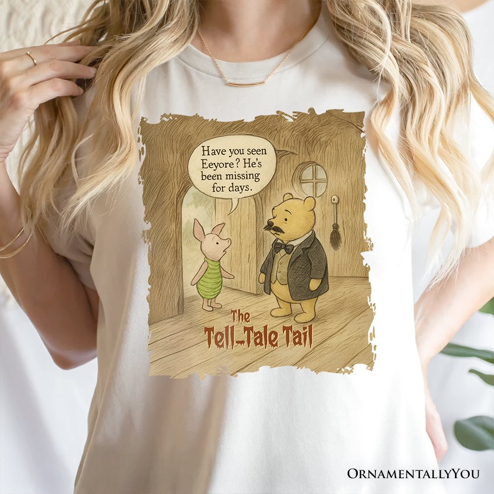 Edgar Allan Pooh T-Shirt, Vintage Halloween Mystery Piglet and Eeyore Tale Tee