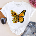 Faith Cross Butterfly T-Shirt, Christian Sunflower Floral Tee
