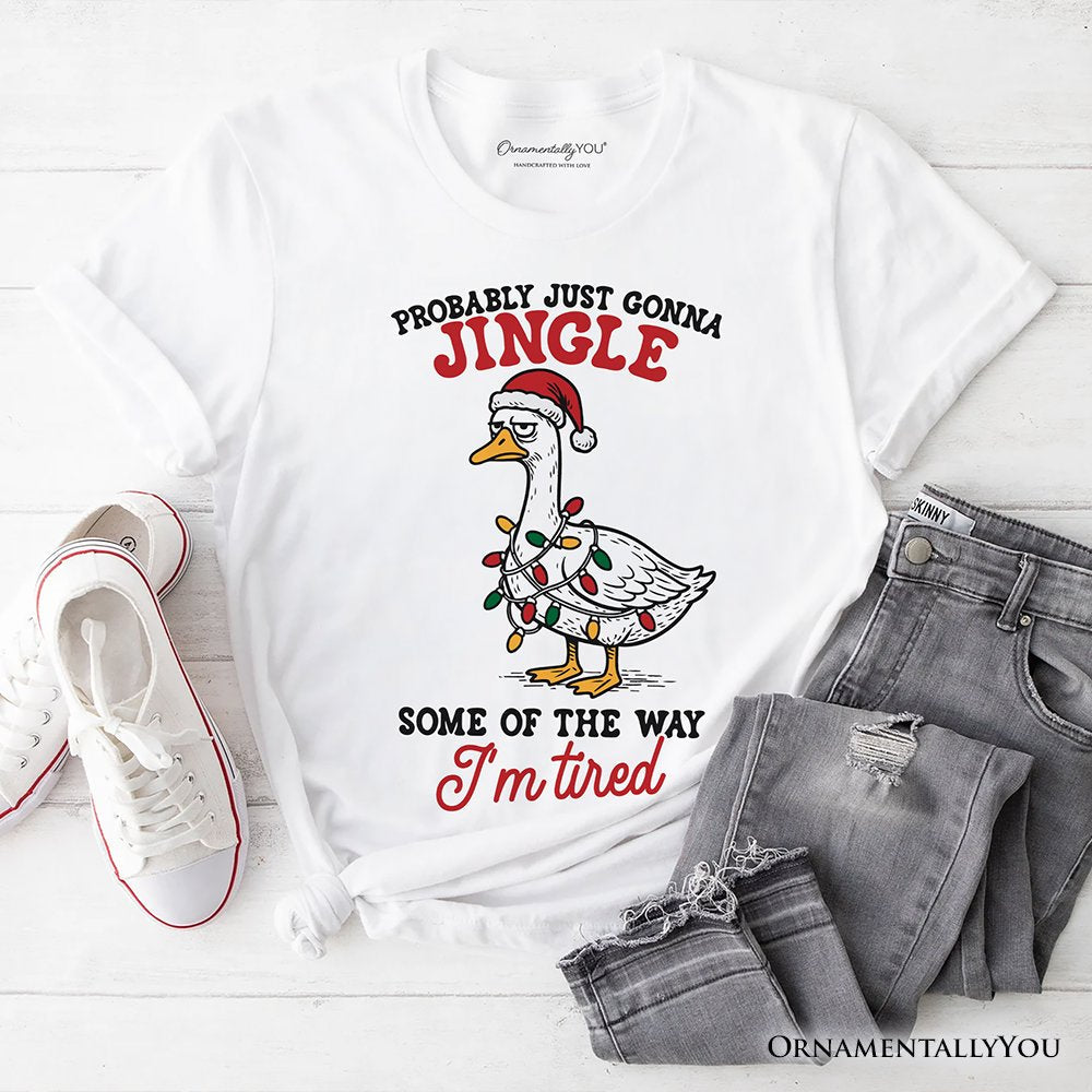I’m Tired Sarcastic Christmas Goose T-Shirt, Funny Holiday Humor Tee