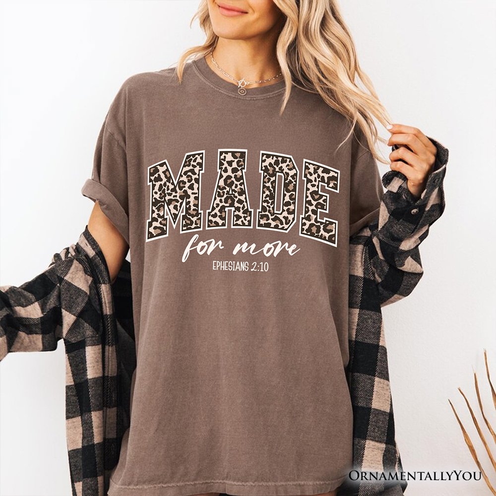 Made For More Christian T-Shirt, Ephesians 2:10 Leopard Faith Bible Verse Easter Tee