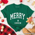 Merry Cousin Retro Christmas T-Shirt, Matching Family Holiday Tee