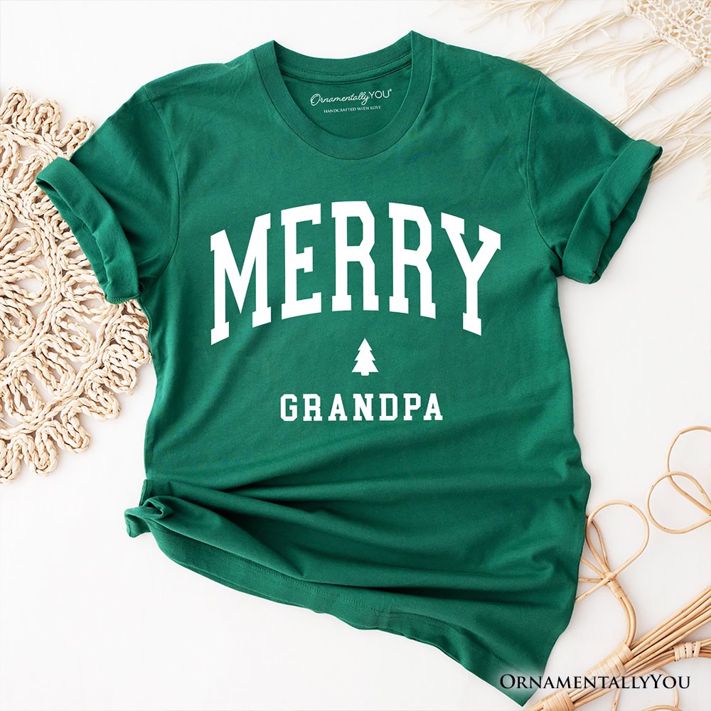 Merry Grandpa Retro Christmas T-Shirt, Matching Family Holiday Tee