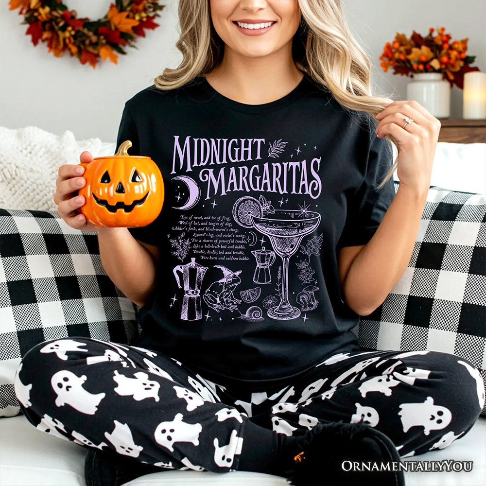 Midnight Margaritas Halloween T-Shirt, Whimsical Tee for Drinking Witches