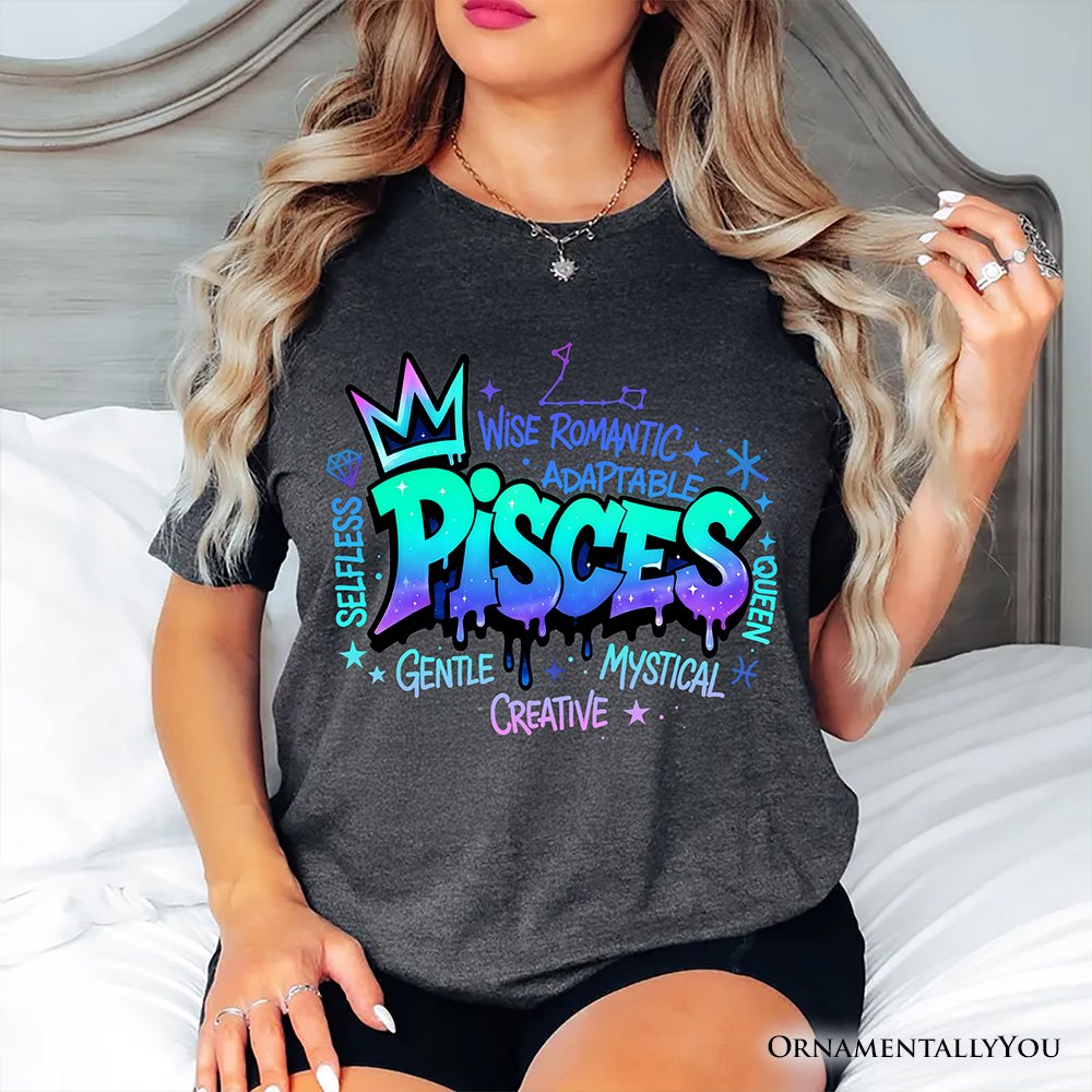 Pisces Graffiti Zodiac T-Shirt, Street Style Astrology Horoscope Tee