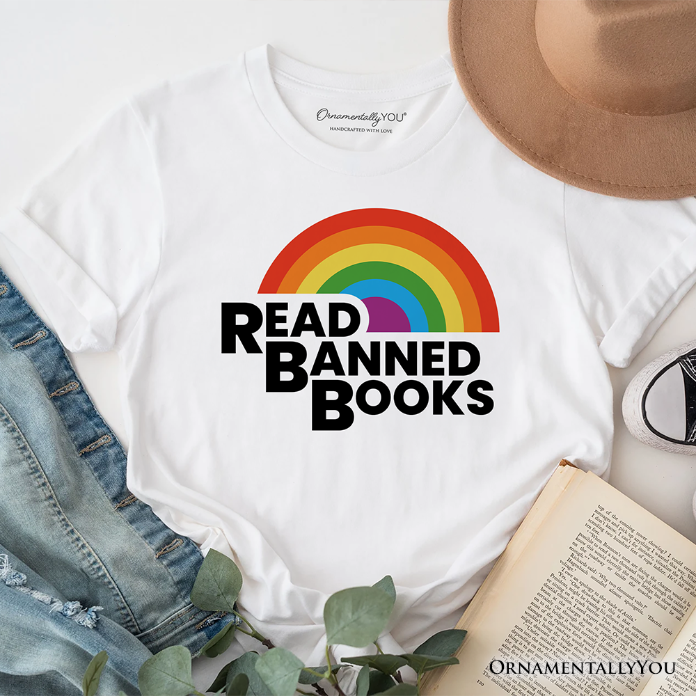 Read Banned Books Rainbow Retro T-Shirt, Bookish Freedom Tee