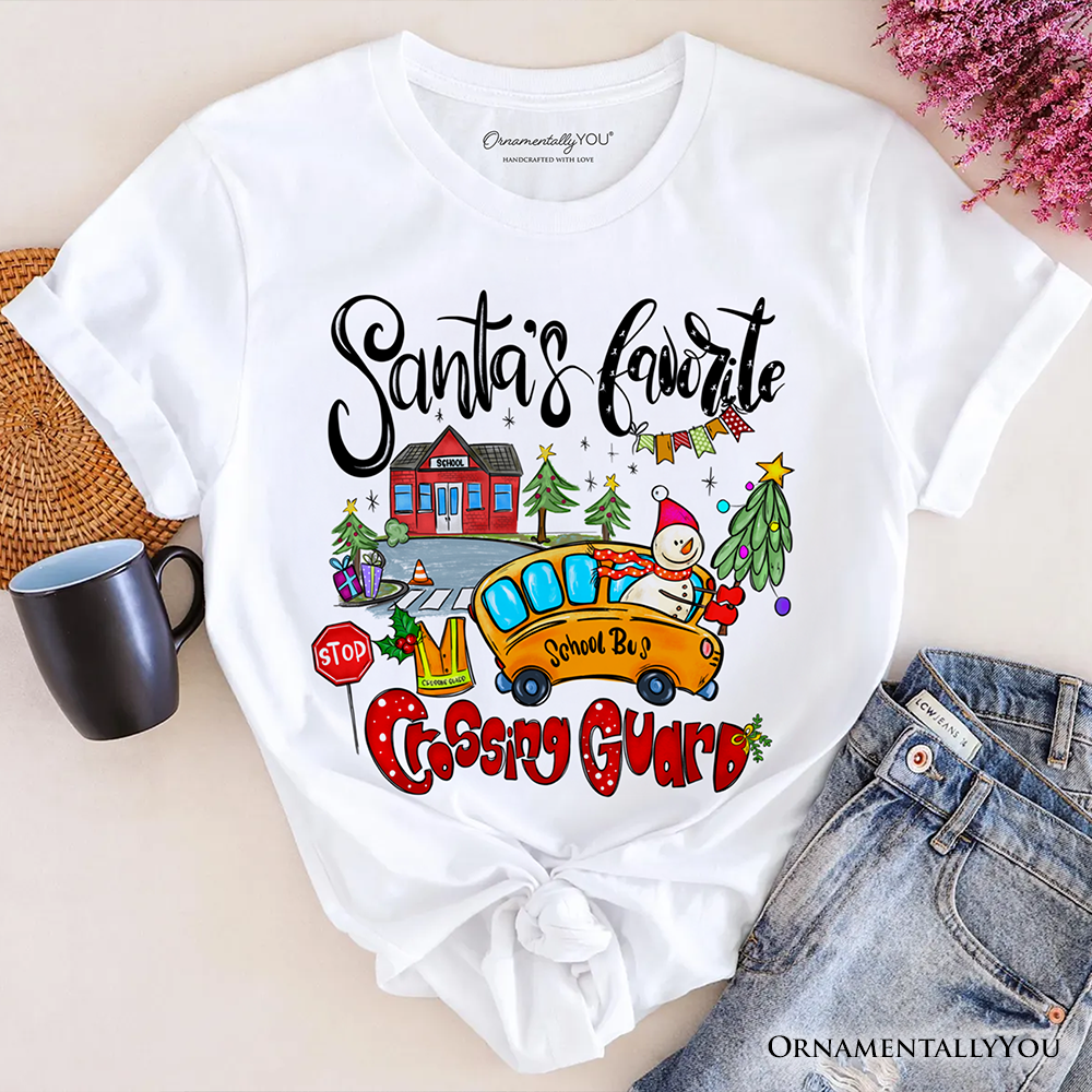 Santa's Favorite Crossing Guard T-Shirt, Merry Christmas School Zone Tee