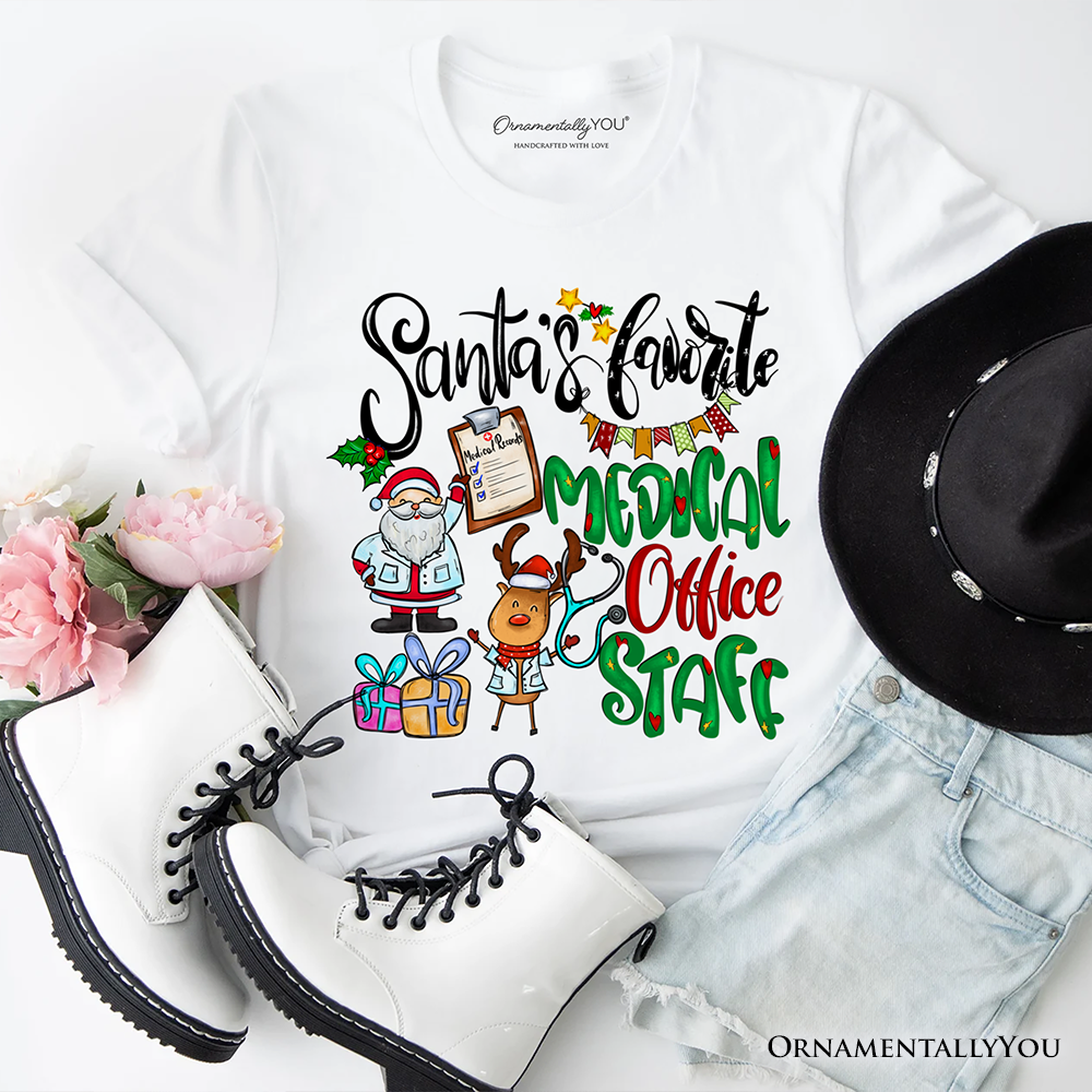 Santa's Favorite Medical Office Staff T-Shirt, Merry Christmas Medical Records Tee