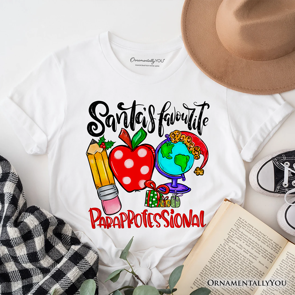 Santa's Favorite Paraprofessional T-Shirt, Merry Christmas Classroom Helper Tee