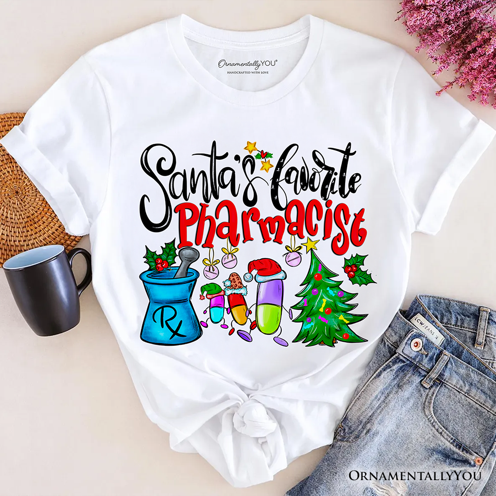 Santa's Favorite Pharmacist T-Shirt, Merry Christmas Pharmacy Tee