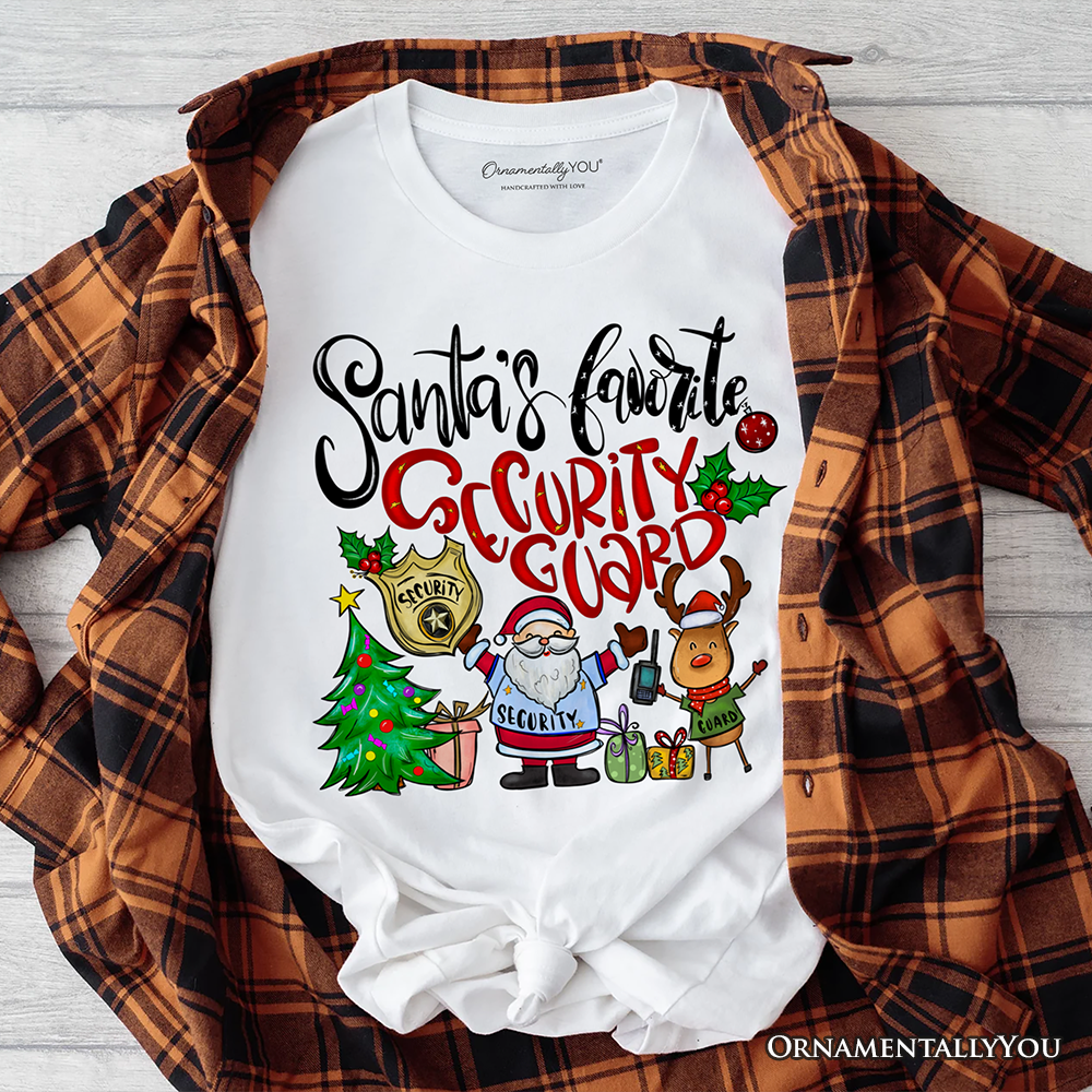 Santa’s Favorite Security Guard T-Shirt, Merry Christmas Safety Patrol Tee