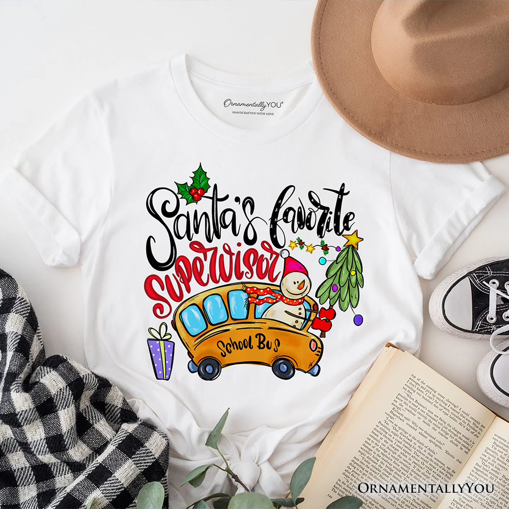 Santa’s Favorite Supervisor T-Shirt, Merry Christmas School Bus Tee