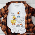 Silly Goose Serious Dad Tie T-Shirt, Cute Duo Fathers Tee