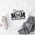 Soccer Mom Coquette Bow Retro T-Shirt, Stylish Game Day White Tee for Trendy and Proud Sports Mothers
