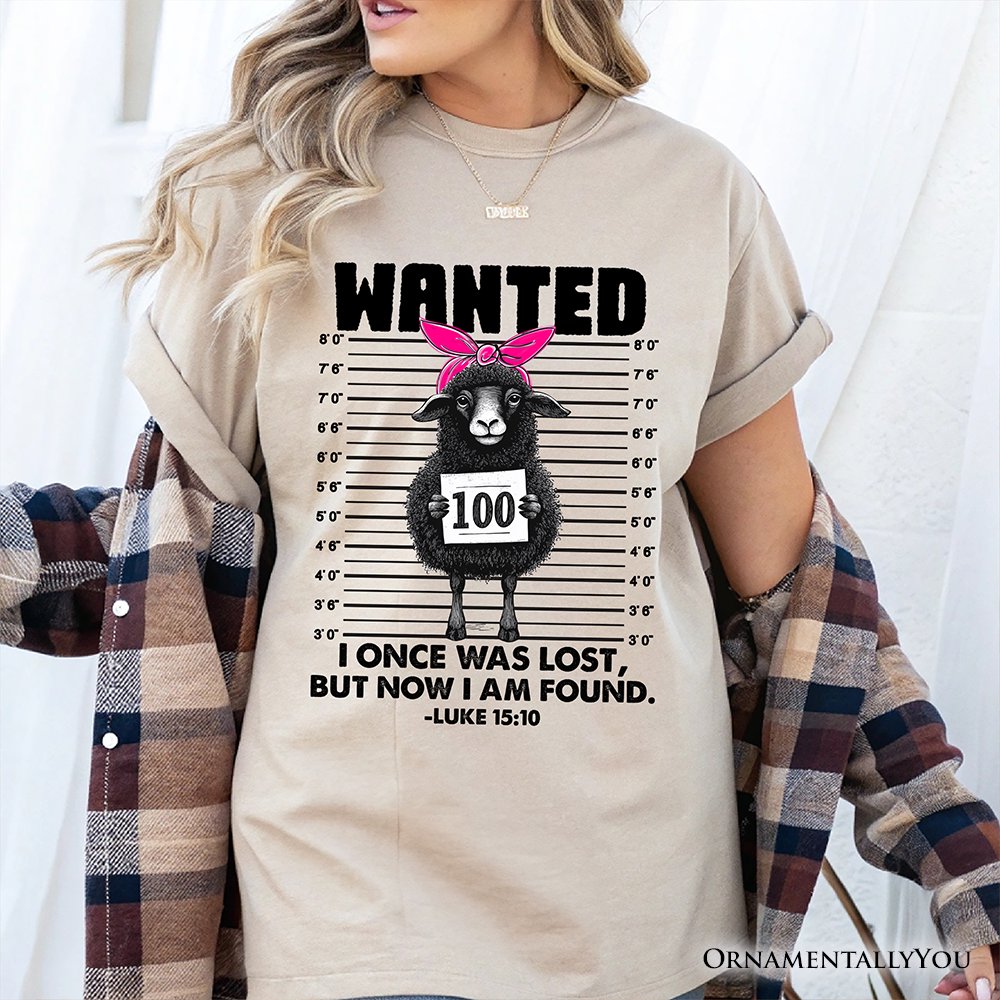 I Once Was Lost But Now I Am Found Luke 15:10 Christian T-Shirt, Wanted Black Sheep Tee