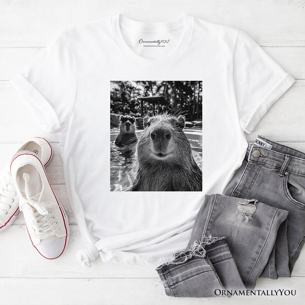 Capybara Selfie Funny T-Shirt, Meme Animal Photo Style Tee