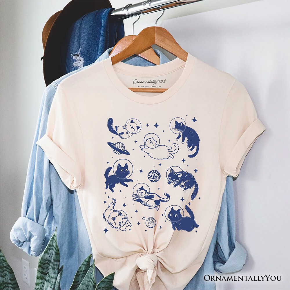 Cats in Space Retro T-Shirt, Funny Astronaut Kitty Tee with Cosmic Vibes
