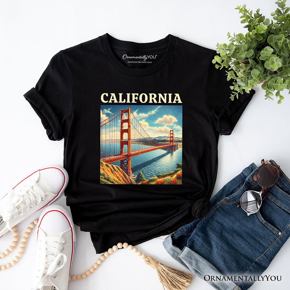 Classic California State Golden Gate Bridge T-Shirt, San Francisco Bay Tee and Coastal Landmark Souvenir