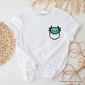 Cute Pocket Green Axolotl T-Shirt, Salamander Animal Tee