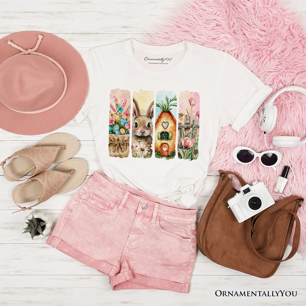 Easter Bunny Floral Brushstroke T-Shirt, Spring Pastel Coquette Tee